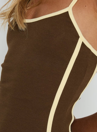 Baseline Scoop Mini Dress Brown  Yellow
