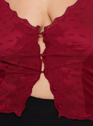 Juliana Top Dark Red Curve
