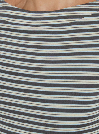 Destinie Boatneck 3/4 Sleeve Romper Multi Stripe