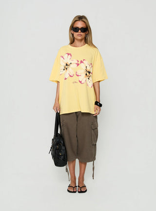 Botanic Lover Oversized Graphic Tee Washed Yellow