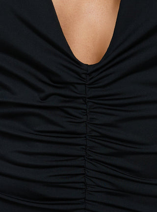 Dreamt Of You Plunge Neck Halter Maxi Dress Black