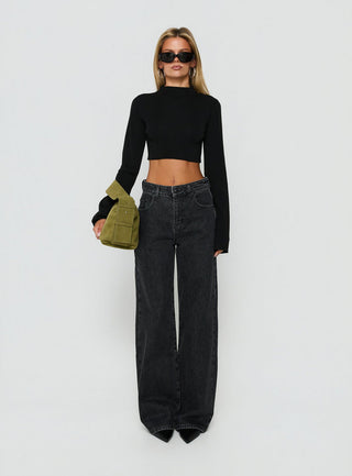 Konstanze High Rise Baggy Jeans Washed Black