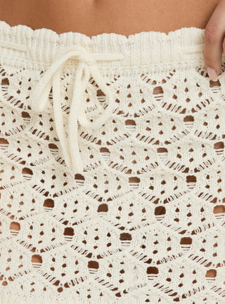 Harrietah Crochet Tie Waist Mini Skirt White