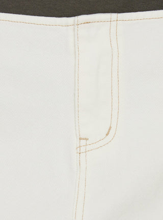 Clementina No Waist Low Rise Denim Mini Skirt White