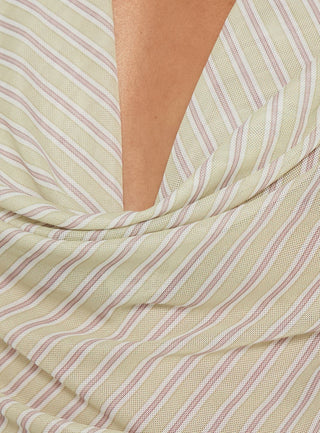 Save My Heart Cowl Neck Top Beige Stripe