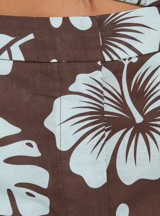 Kallee Micro Shorts Brown / Blue Floral