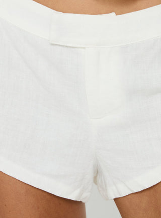 Ronney Linen Micro Shorts White