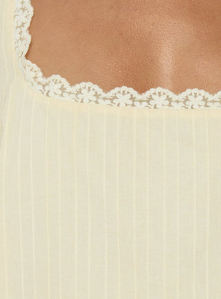 Alanah Lace Trim Top Lemon