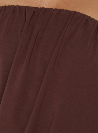 Taleisa Gathered Drape Strapless Top Brown