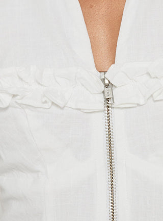 Pammi Frill Halter Zip Through Top White
