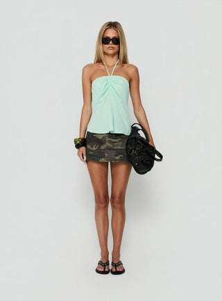 Dakotah Tie Neck Top Aqua