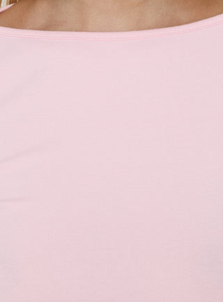 Myaah 3/4 Sleeve Curved Hem Top Pink