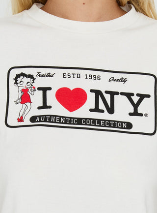 Betty Loves NY Graphic Baby Tee White