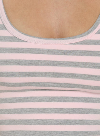 Keep It Light Low Back Tank Top Pink / Grey Stripe