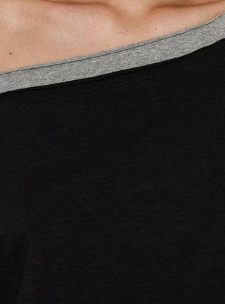 Celeia Layered Off Shoulder Tee Black / Grey