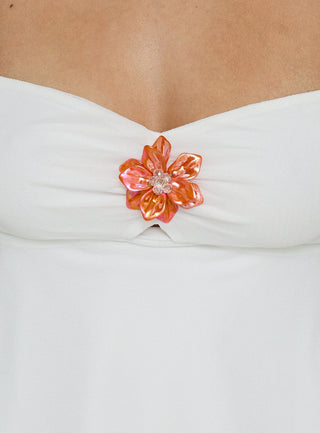 Peaceful Feeling Floral Detail Halter Top White