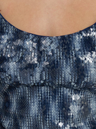 Tyah Sequin Tie Back Mini Dress Blue