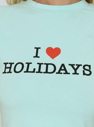 I Love Holidays Graphic Baby Tee Jelly Mint
