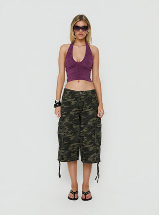 Opalite Ruched Halter Top Plum
