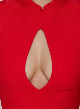 Kimanah Keyhole Bandage Mini Dress Red