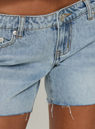 Luisanna Ultra Low Rise Relaxed Denim Shorts Light Vintage Blue