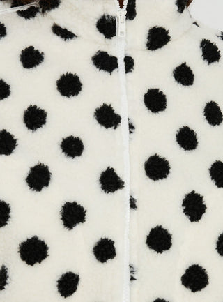 Sammee Polar Fleece Contrast Zip Through Jacket White Polka