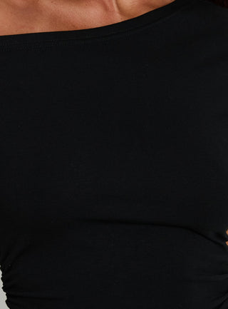 Avriana Off Shoulder T-Shirt Mini Dress Black