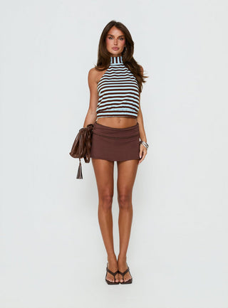 Party For You High Neck Sleeveless Top Blue Stripe