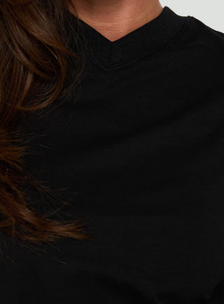 Settle Down Long Sleeve V Neck Top Black