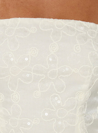 We Made It Strapless Sequin Mini Dress Cream