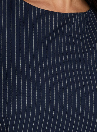 Yumiko Romper Navy Pinstripe