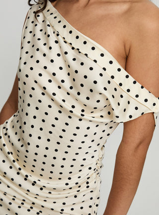 Sweetheart Mini Dress Cream Polka