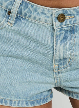 Dreamful Low Rise Mini Denim Short Light Vintage Blue