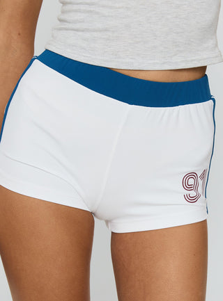 Raxton Micro Shorts White  Blue
