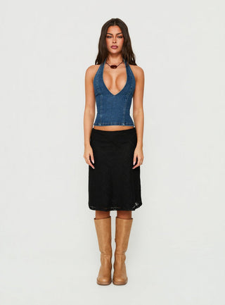 Laicey Lace Midi Skirt Black