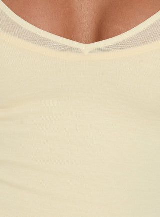 Kaiyah Sheer V Neck Long Sleeve Top Yellow