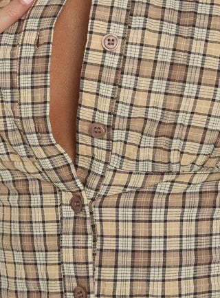 Alaskaa Button Down Collared Top Multi Check
