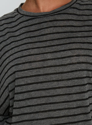 Zaydee Oversized Tee Grey  Black Stripe
