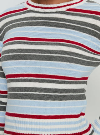 Briette Long Sleeve Top Blue  Red Stripe