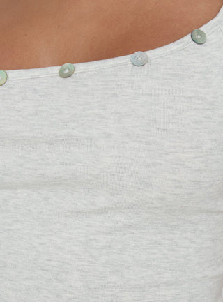 Mimmi One Shoulder Button Detail Top Grey