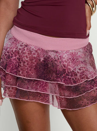 Ready To Party Frill Skort Pink Leopard