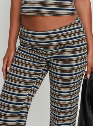 Manolo Foldover Pants Brown  Grey Stripe