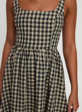 Cartmel Check Maxi Dress Black  Cream Petite