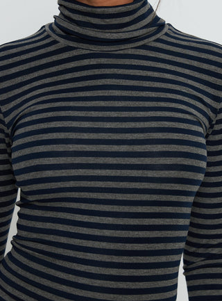 Temika Long Sleeve Backless Top Navy Stripe