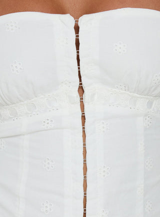 Speechless Lace Trim Strapless Top White