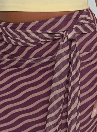 Caviar Tie Maxi Skirt Brown Stripe
