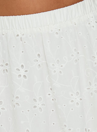 Isolie Tiered Maxi Skirt White Anglaise