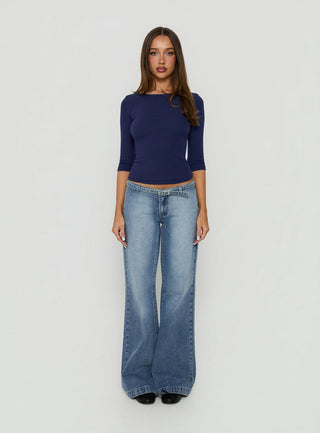 Elaia 3/4 Sleeve Top Navy