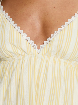 Summer Air V Neck Tiered Mini Dress Yellow