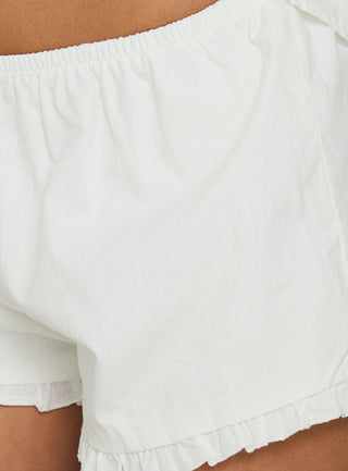 Luceah Frill Detail Mini Shorts White
